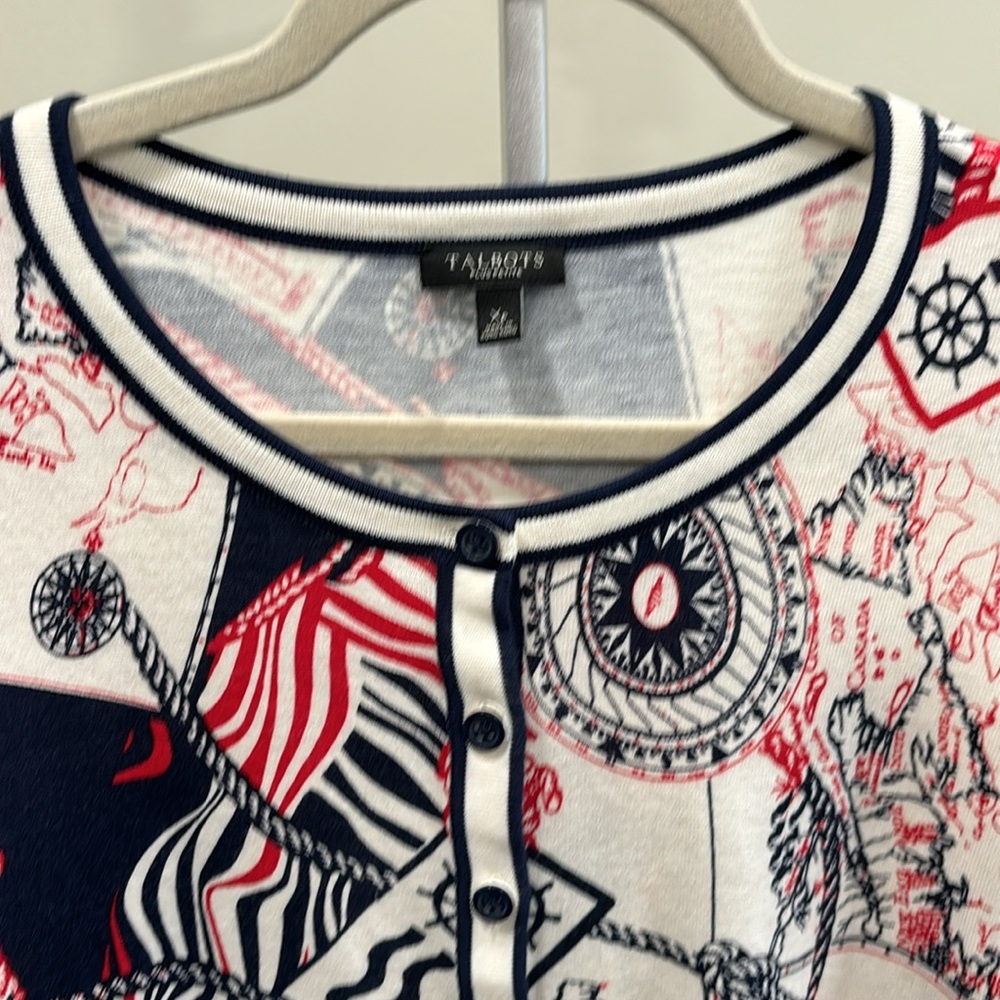 Talbots Nautical Maps Theme Lightweight Cardigan … - image 6